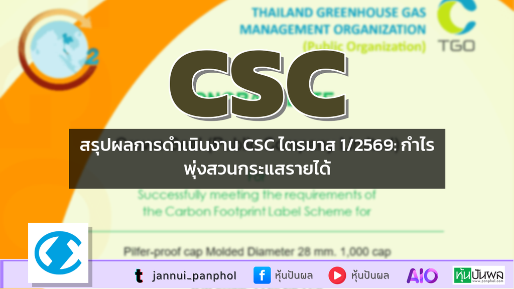 สรุปผลการดำเนินงาน CSC ไตรมาส 1/2569: กำไรพุ่งสวนกระแสรายได้