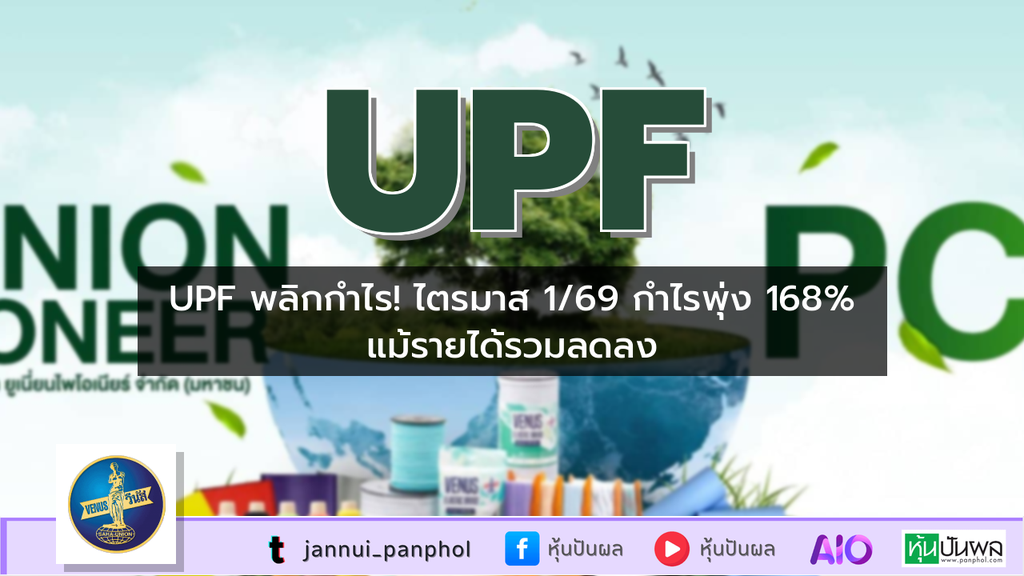 UPF พลิกกำไร! ไตรมาส 1/69 กำไรพุ่ง 168% แม้รายได้รวมลดลง