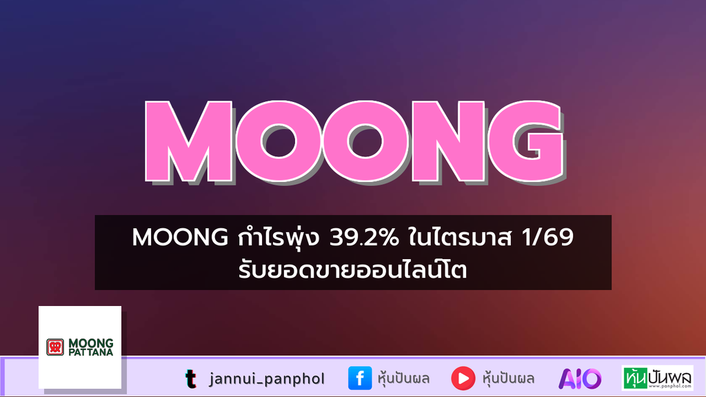 MOONG กำไรพุ่ง 39.2% ในไตรมาส 1/69 รับยอดขายออนไลน์โต