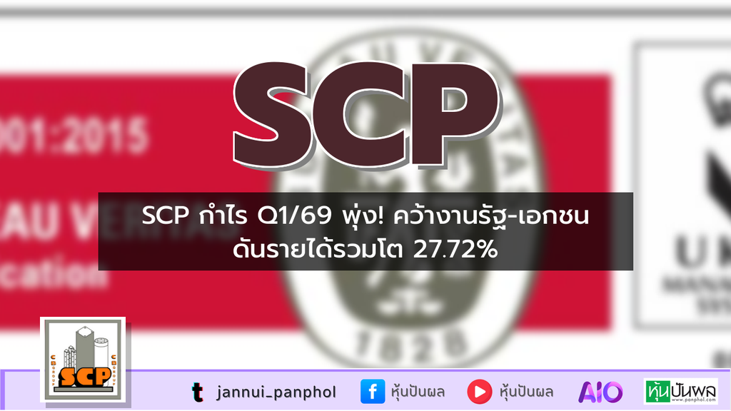 SCP กำไร Q1/69 พุ่ง! คว้างานรัฐ-เอกชน ดันรายได้รวมโต 27.72%