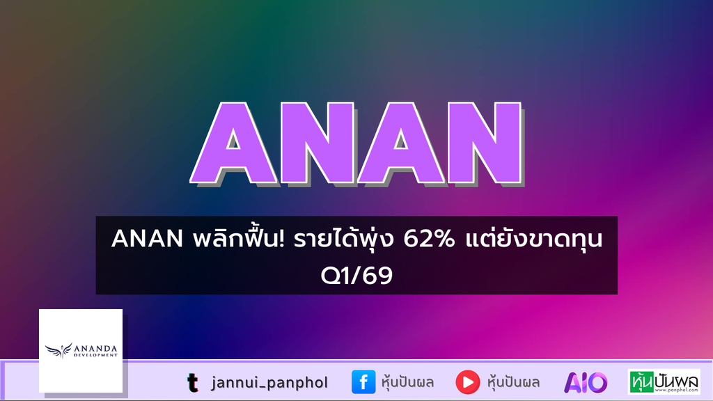 ANAN พลิกฟื้น! รายได้พุ่ง 62% แต่ยังขาดทุน Q1/69