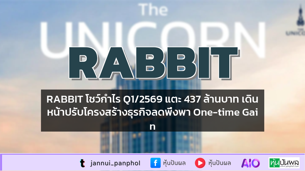 RABBIT โชว์กำไร Q1/2569 แตะ 437 ล้านบาท เดินหน้าปรับโครงสร้างธุรกิจลดพึ่งพา One-time Gain