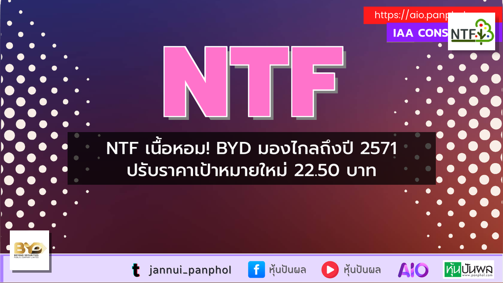 NTF เนื้อหอม! BYD มองไกลถึงปี 2571 ปรับราคาเป้าหมายใหม่ 22.50 บาท