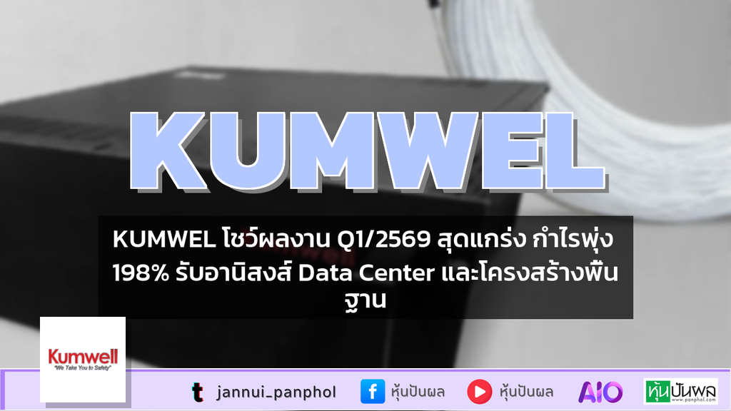 KUMWEL โชว์ผลงาน Q1/2569 สุดแกร่ง กำไรพุ่ง 198% รับอานิสงส์ Data Center และโครงสร้างพื้นฐาน