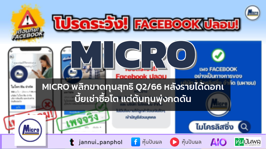 MICRO พลิกขาดทุนสุทธิ Q2/66 หลังรายได้ดอกเบี้ยเช่าซื้อโต แต่ต้นทุนพุ่งกดดัน