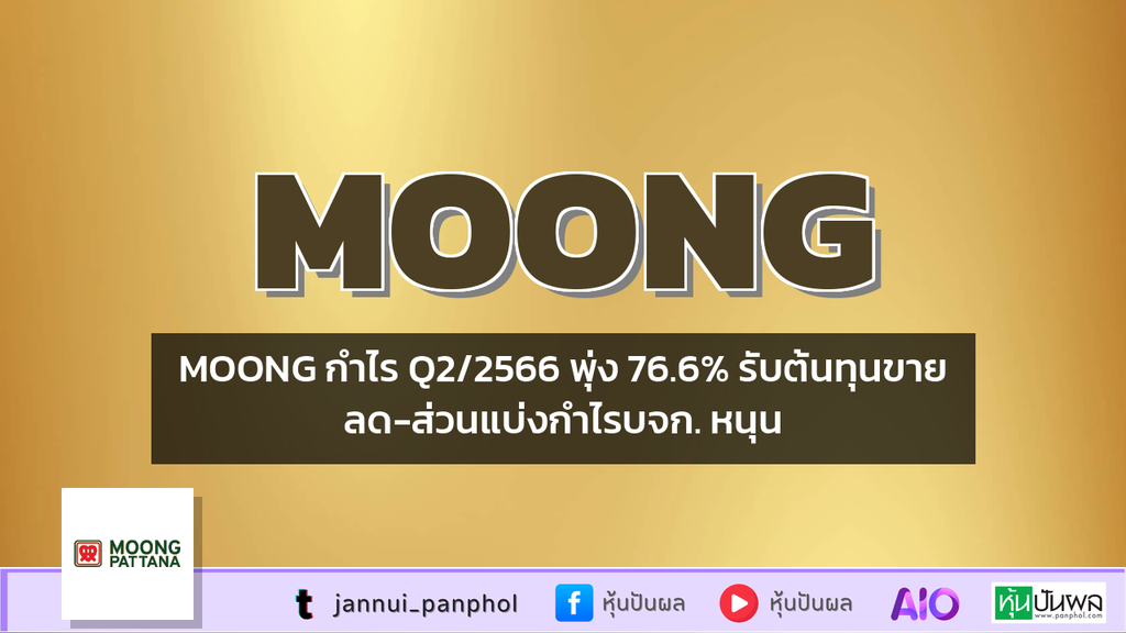 MOONG กำไร Q2/2566 พุ่ง 76.6% รับต้นทุนขายลด-ส่วนแบ่งกำไรบจก. หนุน