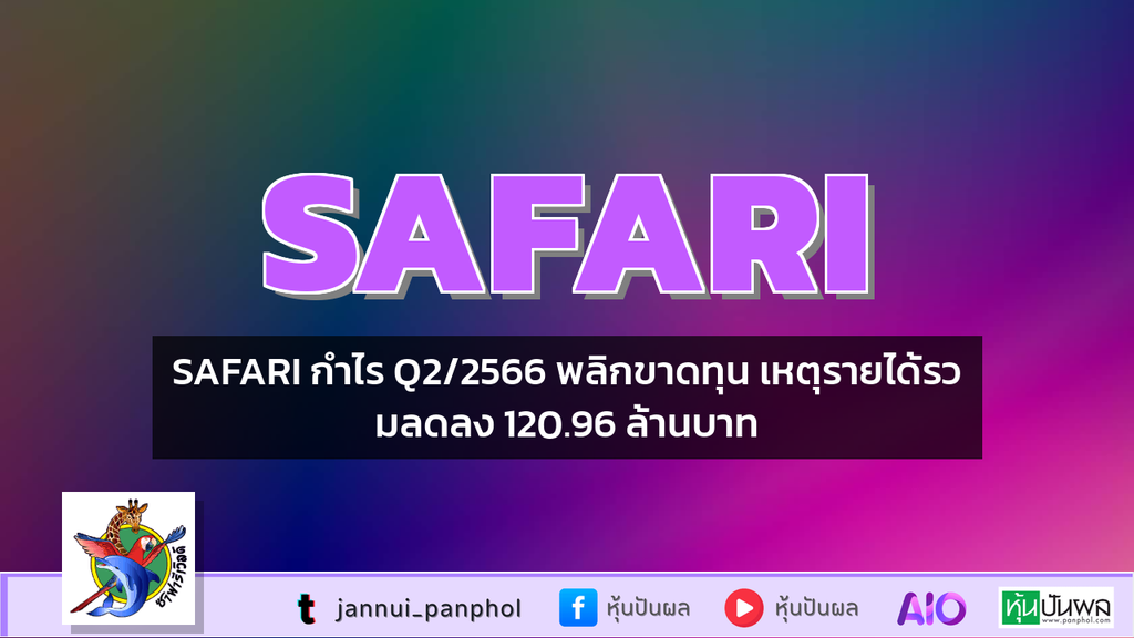 SAFARI กำไร Q2/2566 พลิกขาดทุน เหตุรายได้รวมลดลง 120.96 ล้านบาท
