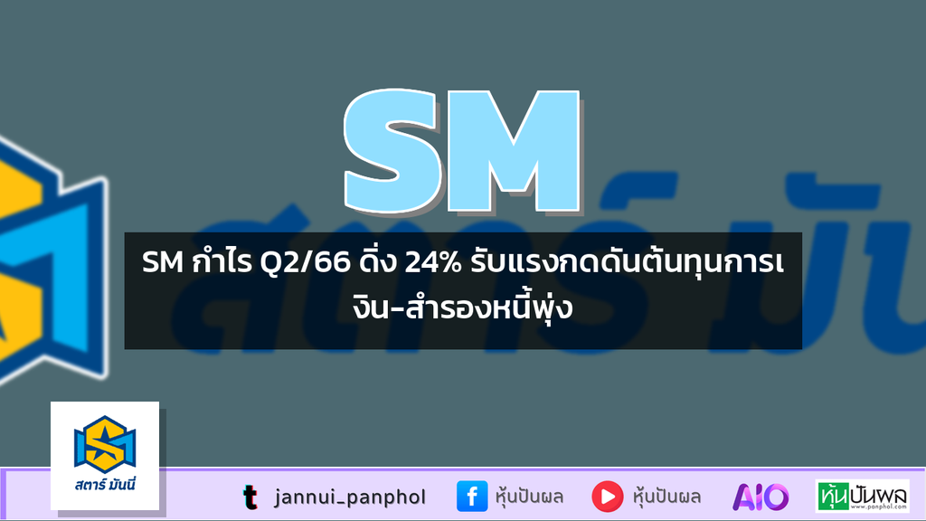 SM กำไร Q2/66 ดิ่ง 24% รับแรงกดดันต้นทุนการเงิน-สำรองหนี้พุ่ง