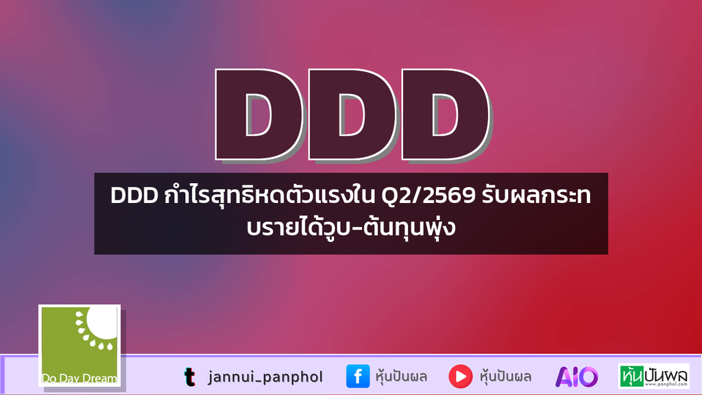 DDD กำไรสุทธิหดตัวแรงใน Q2/2569 รับผลกระทบรายได้วูบ-ต้นทุนพุ่ง