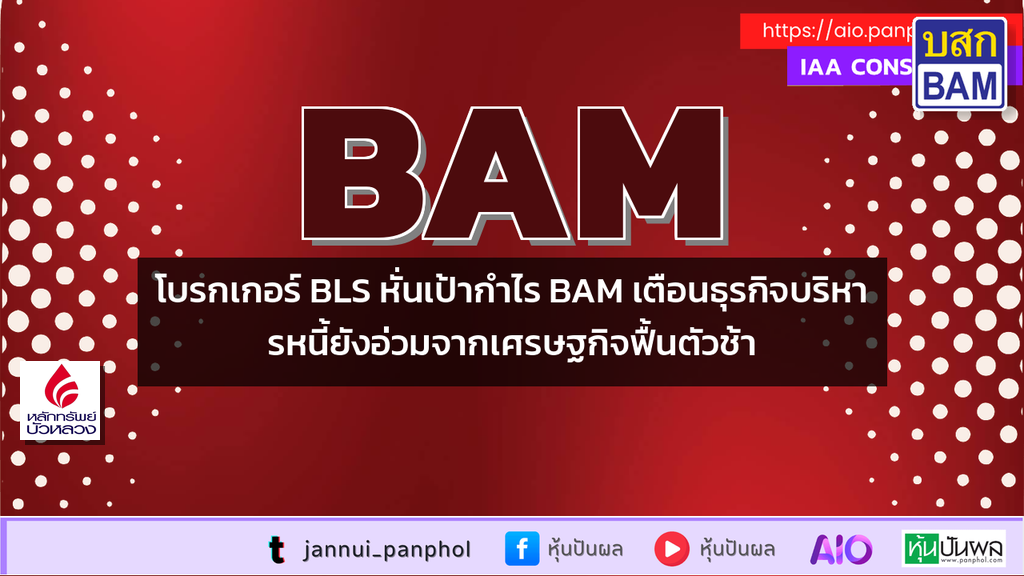 โบรกเกอร์ BLS หั่นเป้ากำไร BAM เตือนธุรกิจบริหารหนี้ยังอ่วมจากเศรษฐกิจฟื้นตัวช้า