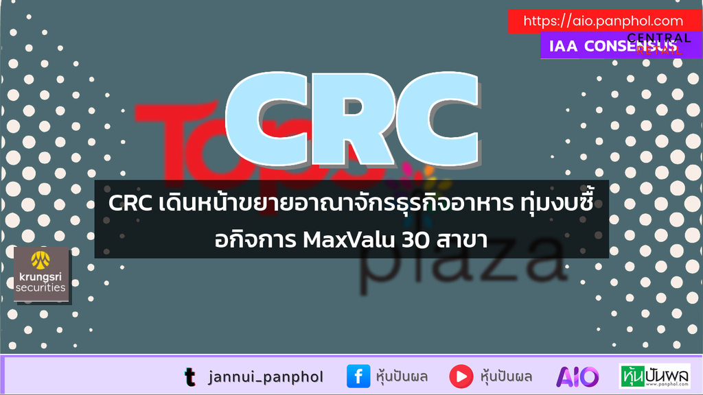 CRC เดินหน้าขยายอาณาจักรธุรกิจอาหาร ทุ่มงบซื้อกิจการ MaxValu 30 สาขา