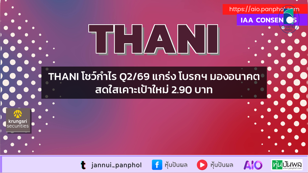 THANI โชว์กำไร Q2/69 แกร่ง โบรกฯ มองอนาคตสดใสเคาะเป้าใหม่ 2.90 บาท
