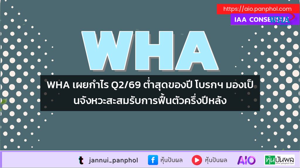 WHA เผยกำไร Q2/69 ต่ำสุดของปี โบรกฯ มองเป็นจังหวะสะสมรับการฟื้นตัวครึ่งปีหลัง
