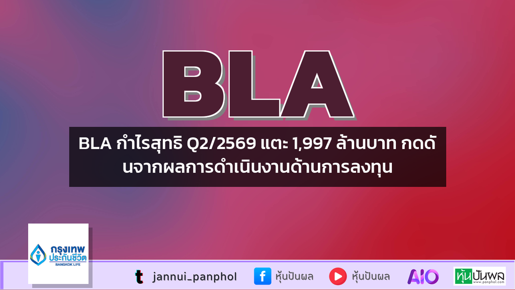 BLA กำไรสุทธิ Q2/2569 แตะ 1,997 ล้านบาท กดดันจากผลการดำเนินงานด้านการลงทุน