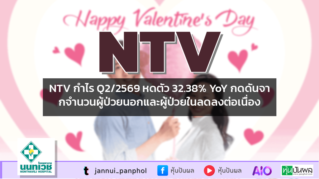 NTV กำไร Q2/2569 หดตัว 32.38% YoY กดดันจากจำนวนผู้ป่วยนอกและผู้ป่วยในลดลงต่อเนื่อง