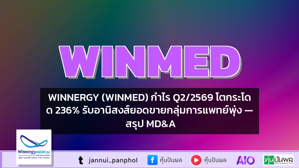 WINNERGY (WINMED) กำไร Q2/2569 โตกระโดด 236% รับอานิสงส์ยอดขายกลุ่มการแพทย์พุ่ง — สรุป MD&A