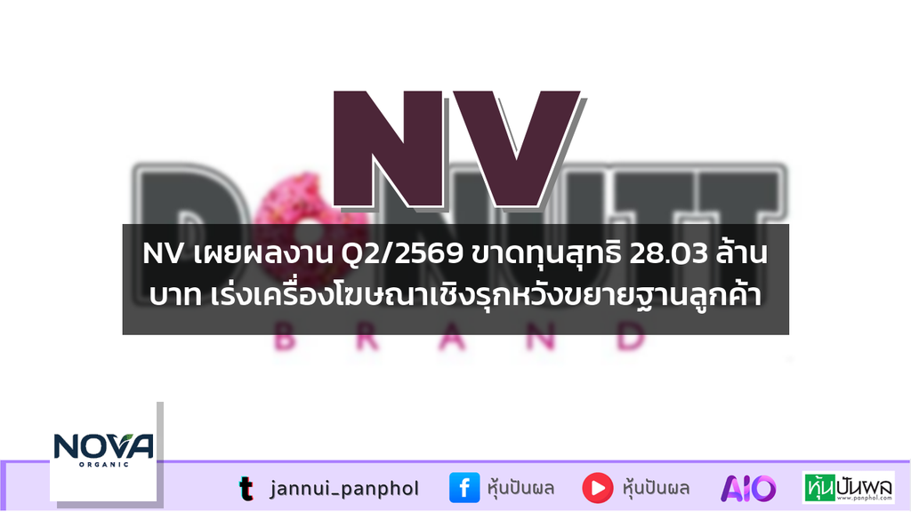 NV เผยผลงาน Q2/2569 ขาดทุนสุทธิ 28.03 ล้านบาท เร่งเครื่องโฆษณาเชิงรุกหวังขยายฐานลูกค้า