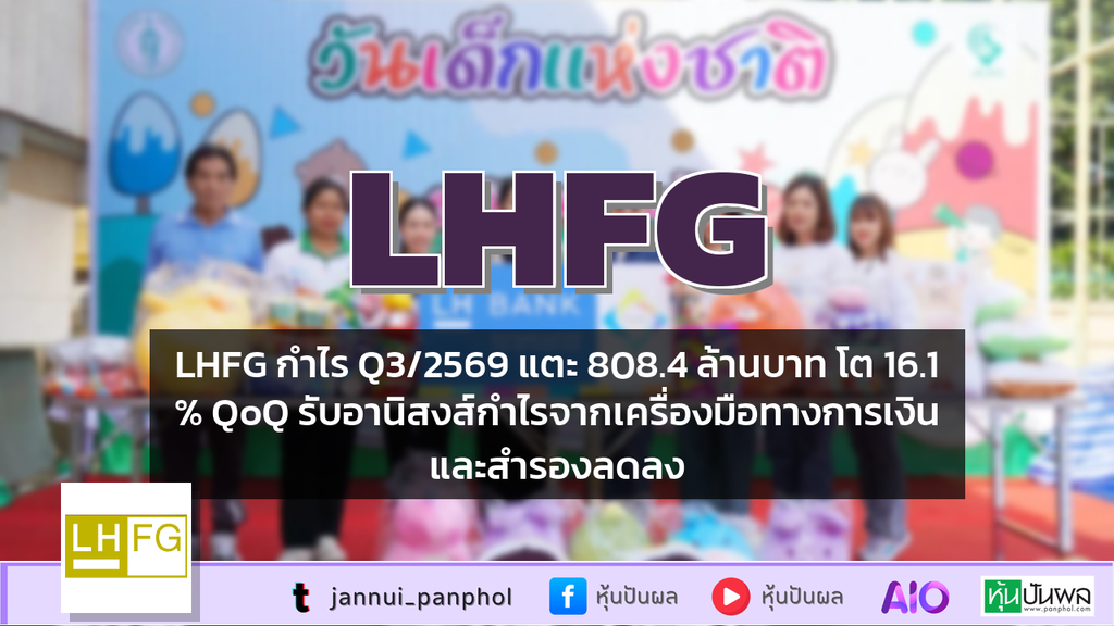 LHFG กำไร Q3/2569 แตะ 808.4 ล้านบาท โต 16.1% QoQ รับอานิสงส์กำไรจากเครื่องมือทางการเงินและสำรองลดลง