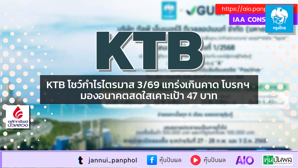 KTB โชว์กำไรไตรมาส 3/69 แกร่งเกินคาด โบรกฯ มองอนาคตสดใสเคาะเป้า 47 บาท
